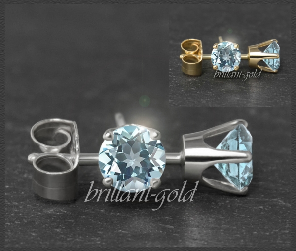 Ohrstecker 585 Gold Topas hellblau 4,5,6,7mm